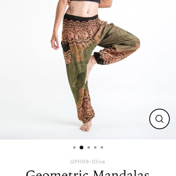 Chic Boho Women's Joggers in Green and Orange - Picture 1 of 7